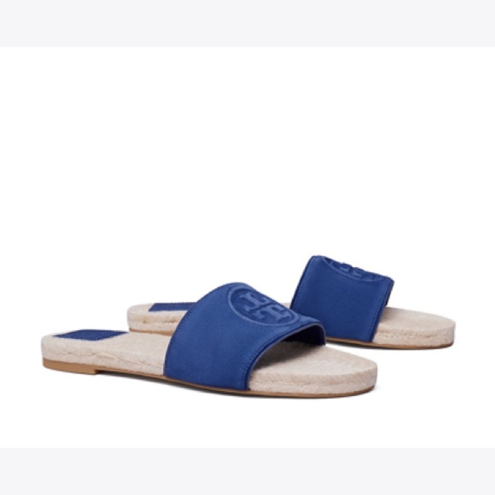 Tory Burch Women’s Midnight Benton Open Toe Espadrille Slides in Midnight Swim 8